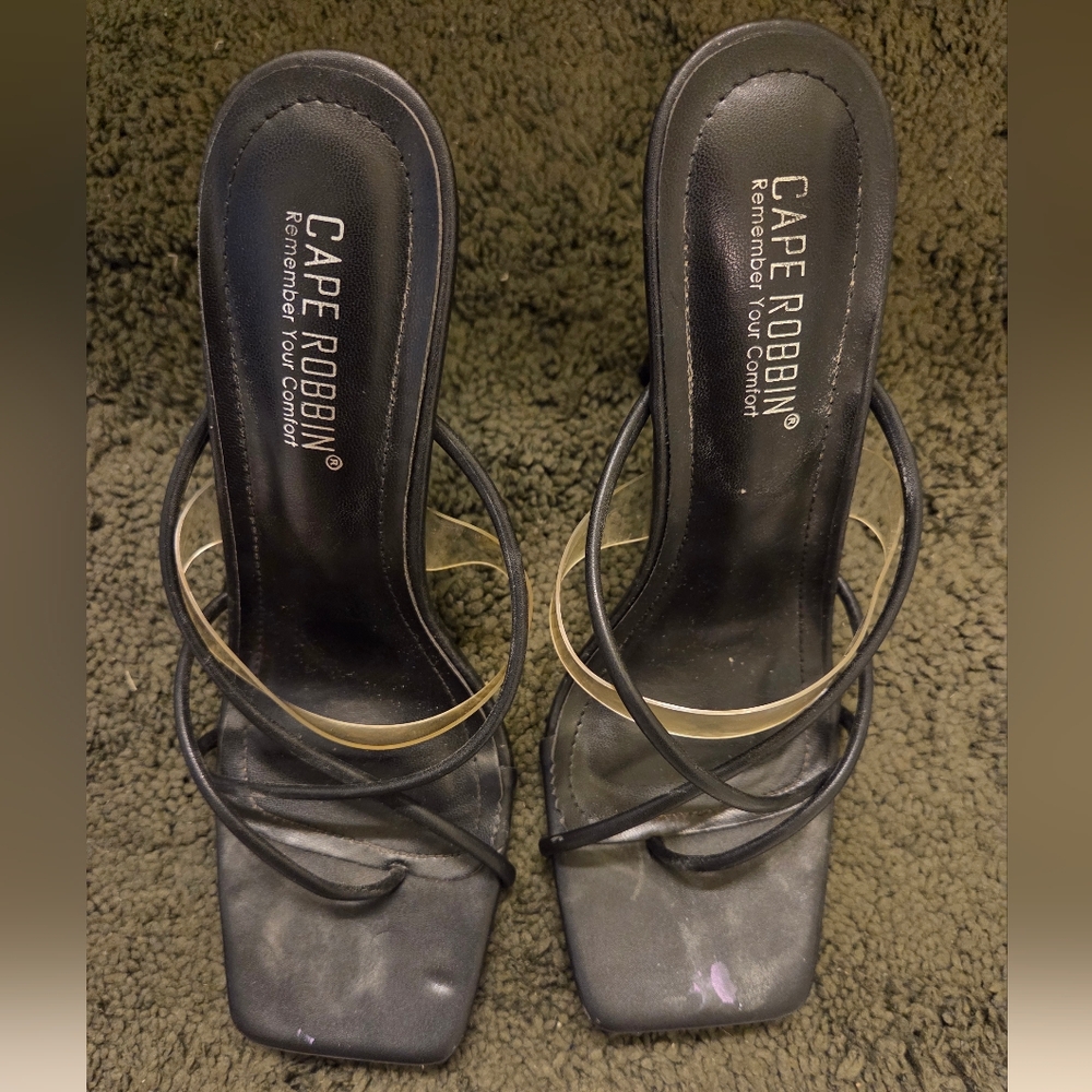 Cape Robbin Black Strappy Open Toe Stiletto Heels